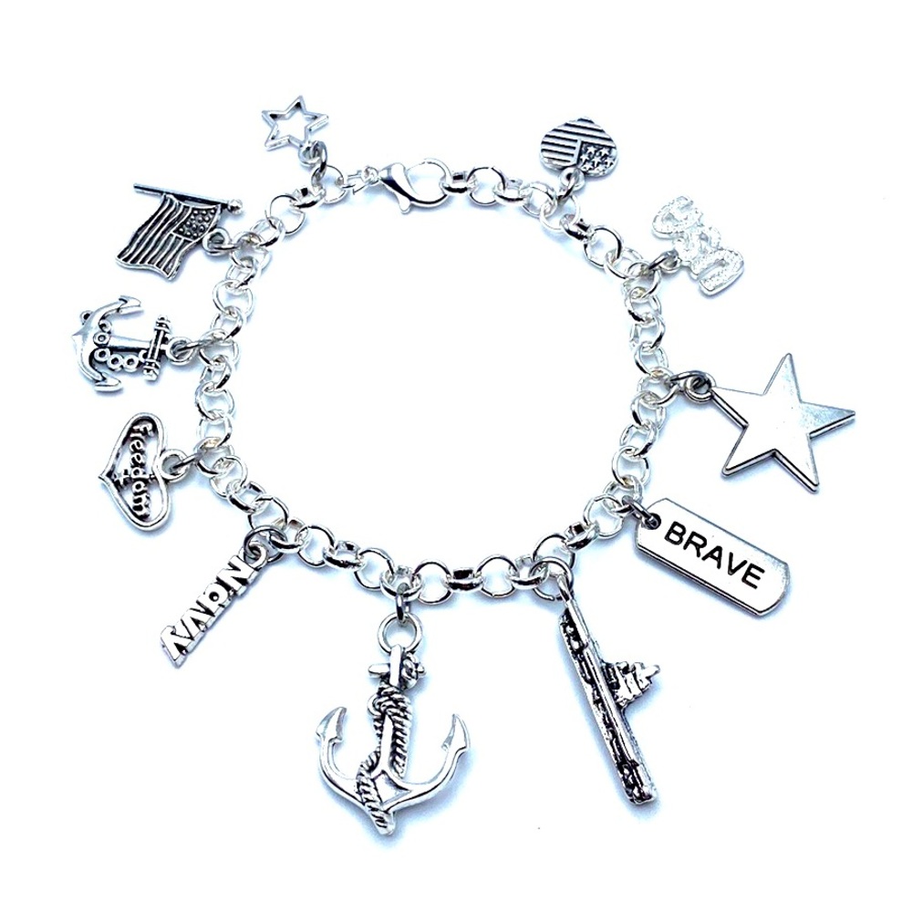 Navy Charm Bracelet Boot Camp Graduation Retirement Promotion Gift Milit…
